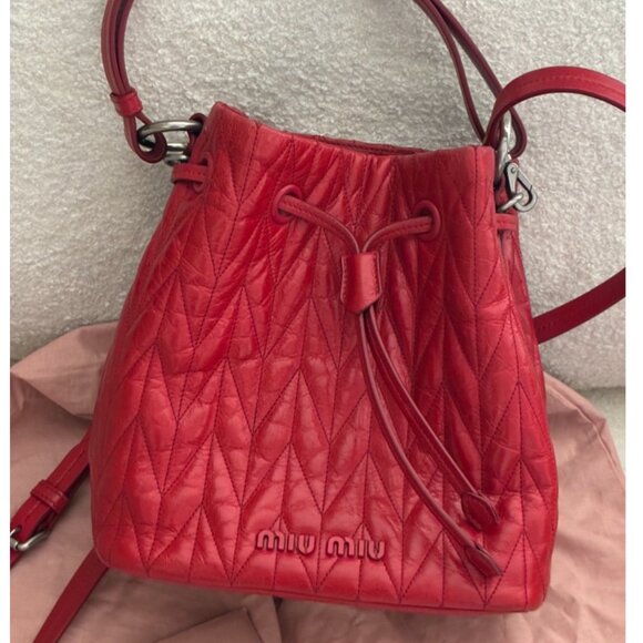 Miu Miu Matelassé Nappa Leather Bucket Bag - Picture 11 of 15